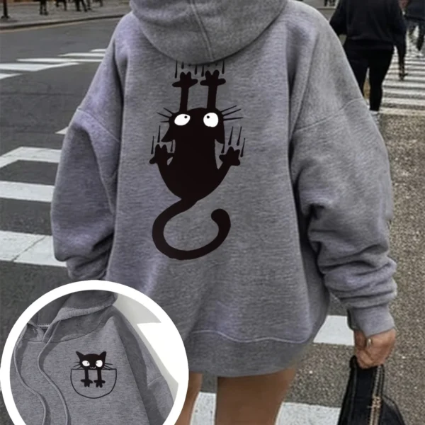 Women's casual hoodie sweatshirt cute cat print
