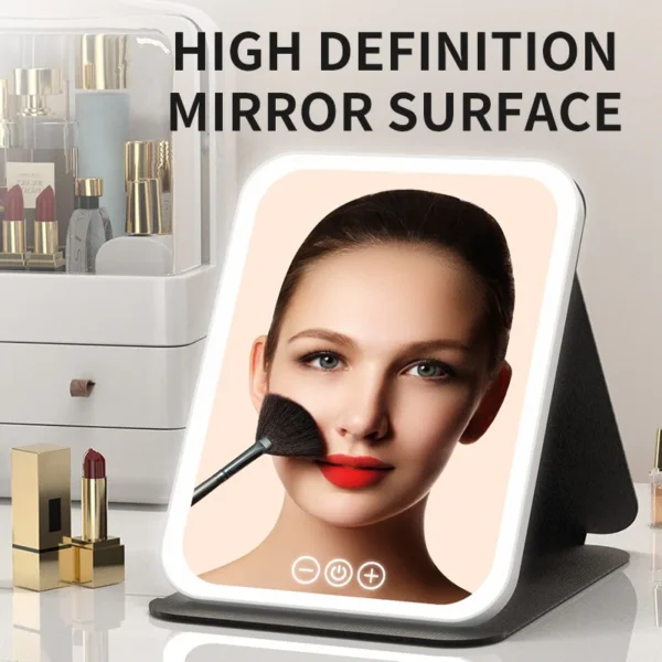 LED makeup mirror foldable with light