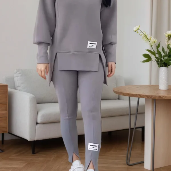 Women's Two-Piece Set, Round Neck Slim Fit Pants