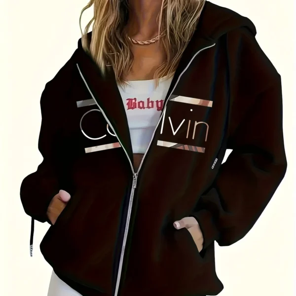 Women's Hoodie - Zip-Up Casual Long Sleeve Sweatshirt Drop Shoulder