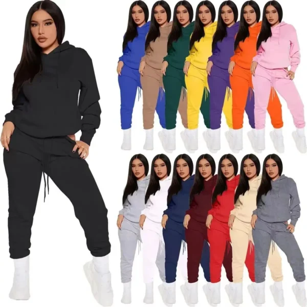 Women Two Piece Set - Hoodie Sweatpants Set